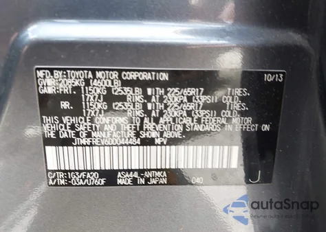 2013 Toyota Rav4 Xle z USA, uszkodzony, nr VIN JTMRFREV6DD044484